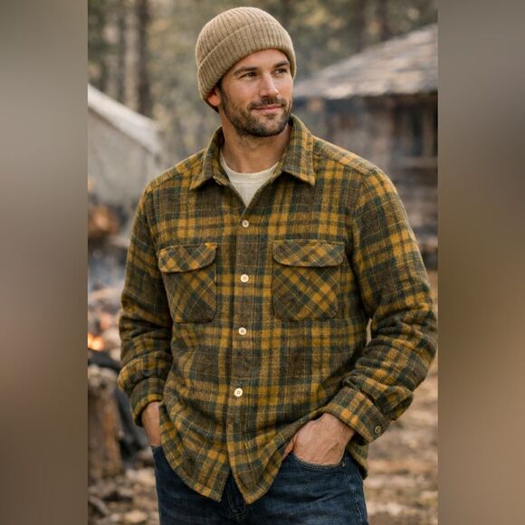 Pendleton Other - Vintage 60s Pendleton 100% Virgin Wool Plaid Shirt - Mustard/Olive/Brown Men’s L
